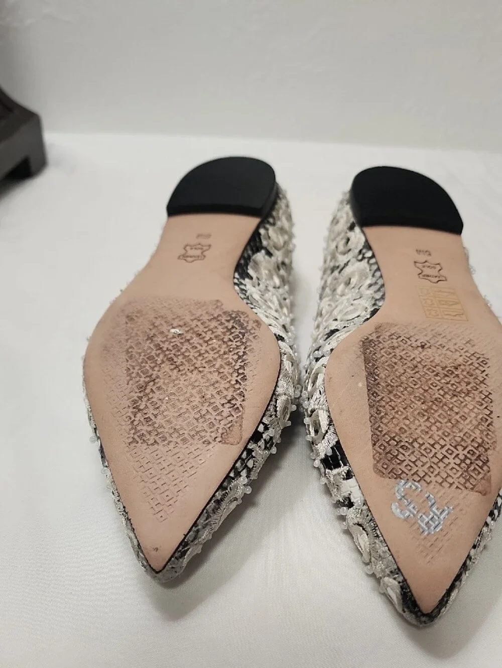 Tory Burch Silver Embellished Pointed Toe Flats